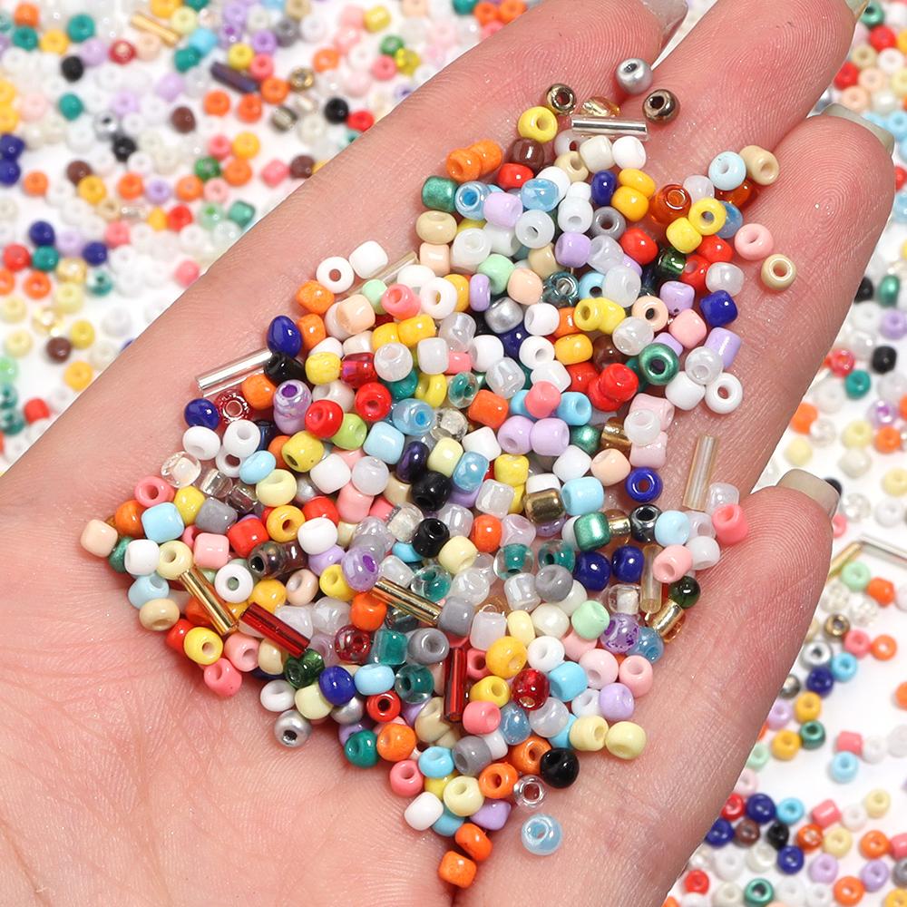 40g 3mm Glass Seed Beads Mixed Color Round Loose Spacer Glass Rice Beads For Jewelry Making DIY Bracelets Necklace Accessories