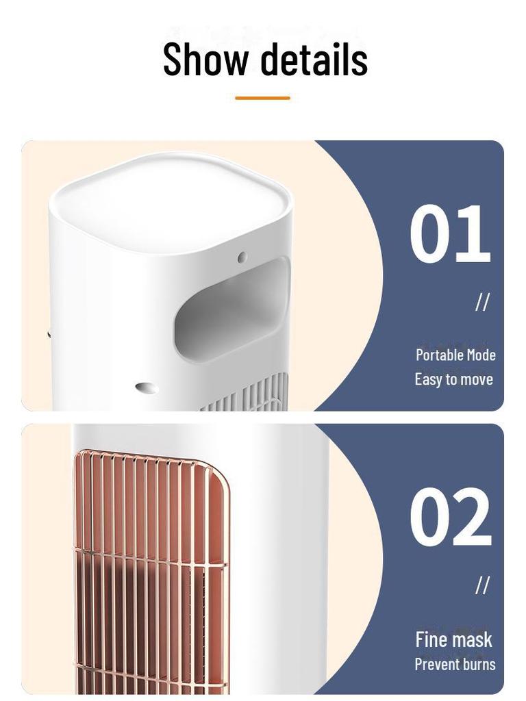 Portable Desktop Vertical Fan Heater - Quick Heating for Home or Dorm