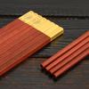 Gold & Silver Thread Red Sandalwood Chopsticks with Engraved Logo - Gift Box for Household & Hotel Use