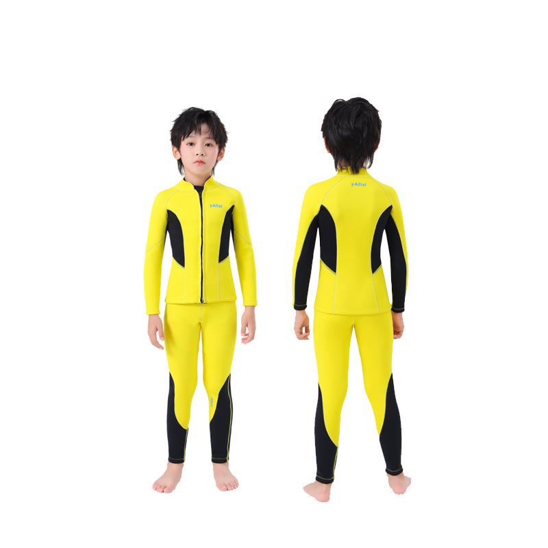 

2.5mm Children s Split Diving Suit With Thick Warm Long Sleeves And Sun Protection Quick Drying Swimsuit For Men Surfing And Snorkeling Suit For Women 12# жёлтый