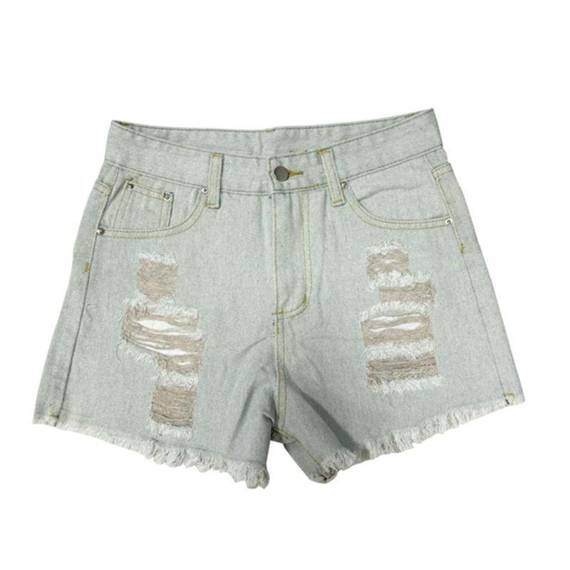 Fashion Fashion High Waist Ripped Tassel Denim Shorts Women's Hot Pants Ripped Denim Shorts Jeans