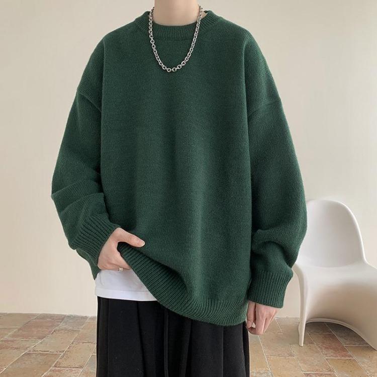 Korean Style Winter Pullovers for Men Autumn Winter Thickened Loose Sweaters Trendy Hong Kong Japanese Style