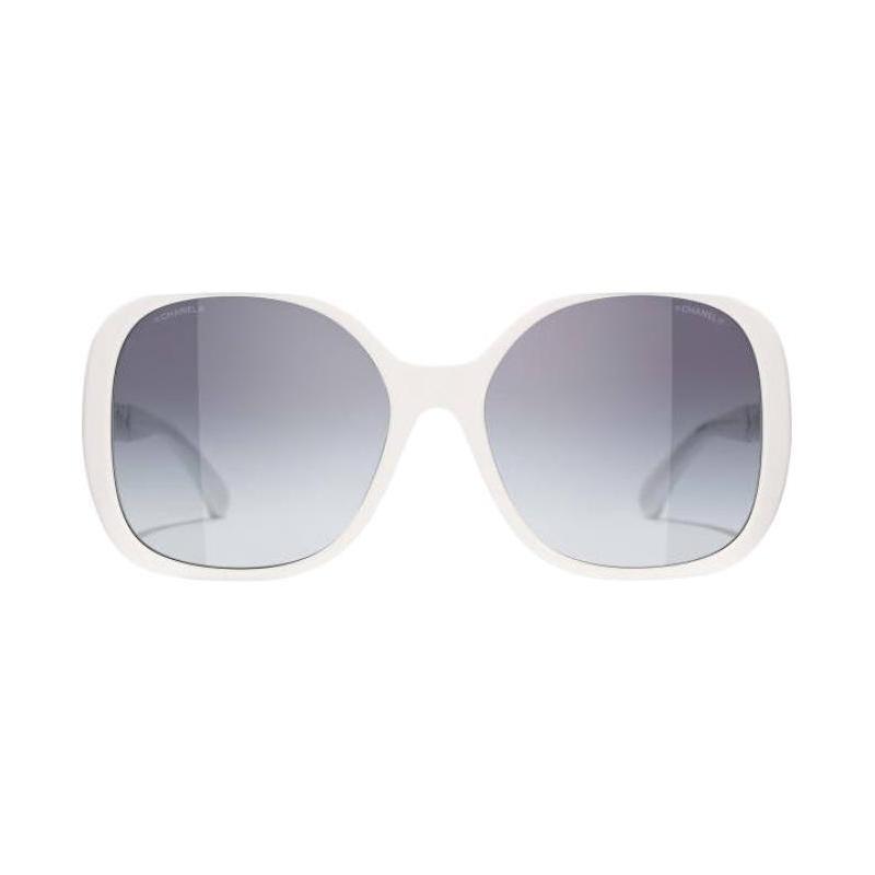CHANEL Lens Logo Square Sunglasses Women's White