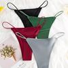 1PC Panties Sexy Underwear Solid Color Ice Silk Lingerie Women Knickers Seamless G-string Thongs
