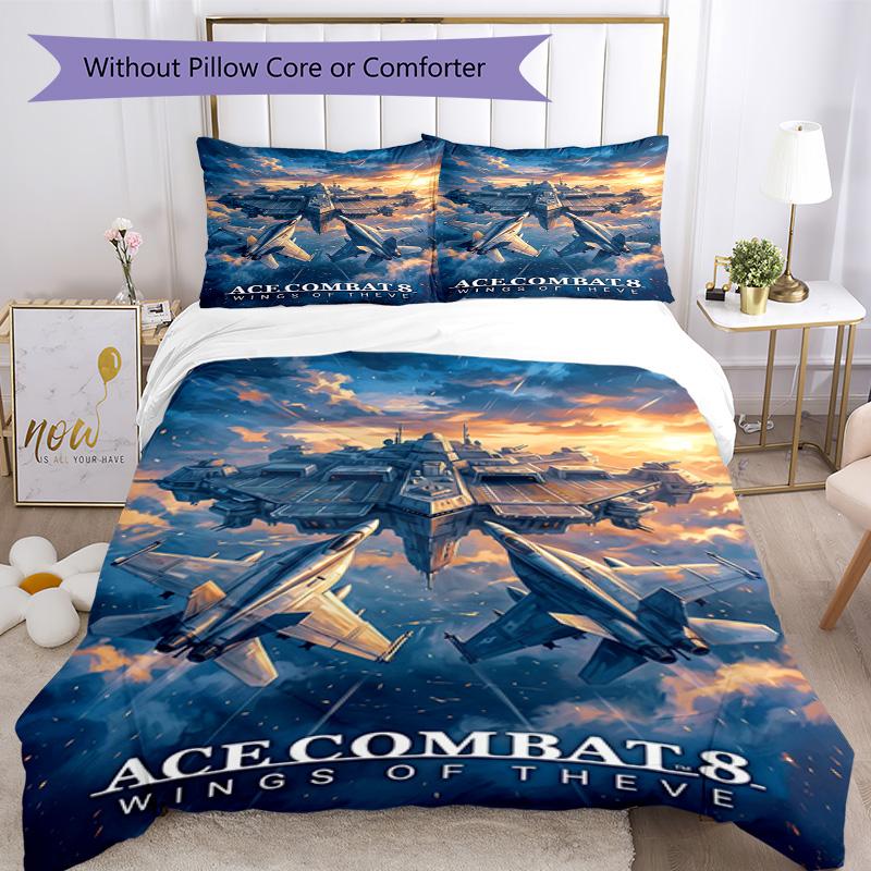 3Pcs Sci Fi Fighter Jets Bedding Quilt Set Quilt Cover Gift For Fans 1 Duvet Cover 2 Pillowcase Game789
