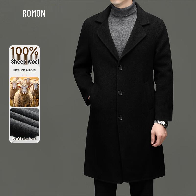 

Romone Men s 100% Pure Wool Double-Sided Overcoat XL