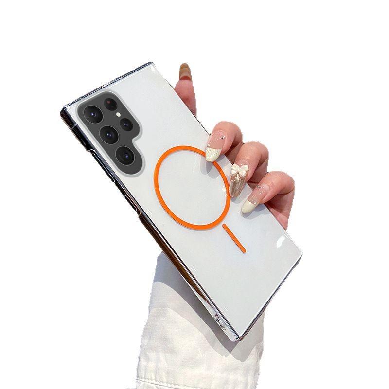 Trendy Thin Ring Magnetic High Permeability Shell Suitable for Samsung S25ULTRA Mobile Phone Case S24P Anti Fall Hard Shell