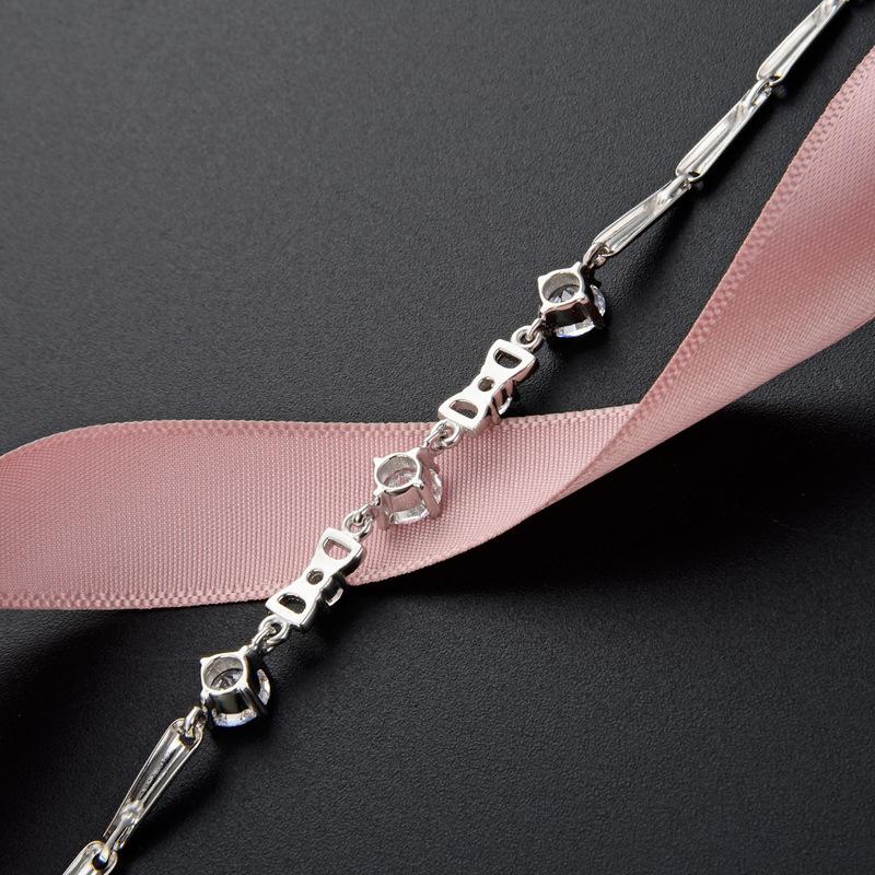 Lindon Damen-Armband aus 925er-Sterlingsilber, Zirkon-Schmuck, geometrische Perlenkette, Gliederarmband, modisch, feines Hochzeitsgeschenk für Freundin