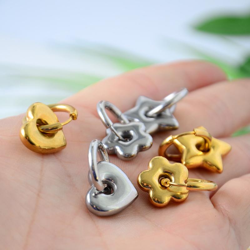 Punk Hängeohrringe Einzigartig Abnehmbar Edelstahl Dicke Stern Herz Creolen Für Damen Herren Statement Schmuck