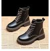 New Chinese Martin Boots Women's New 2025 British Autumn and Winter Velvet Single Boots Thick-soled Short Boots Super Fire Heightening Short Boots