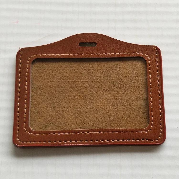 PU Leather Card Sleeve Women ID Badge Case Clear Bank Credit Card Badge Holder Bags School Student Bus Card Cover