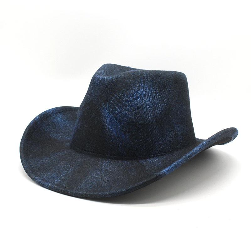 

Европейская, американская и западная ковбойская шляпа осенне-зимняя загнутая джазовая шляпа мужская и женская ковбойская шляпа M（56-58cm）