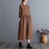 Real Shot Autumn New Retro Literary Cotton and Linen Loose Large Size Floral Long-sleeved Dress Women