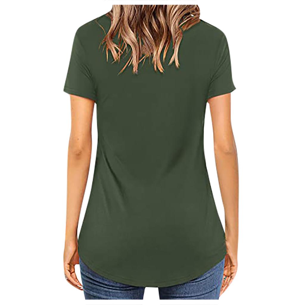 Women's Fashion Casual Color Blouse Cross Front V-Neck Short Sleeve Top