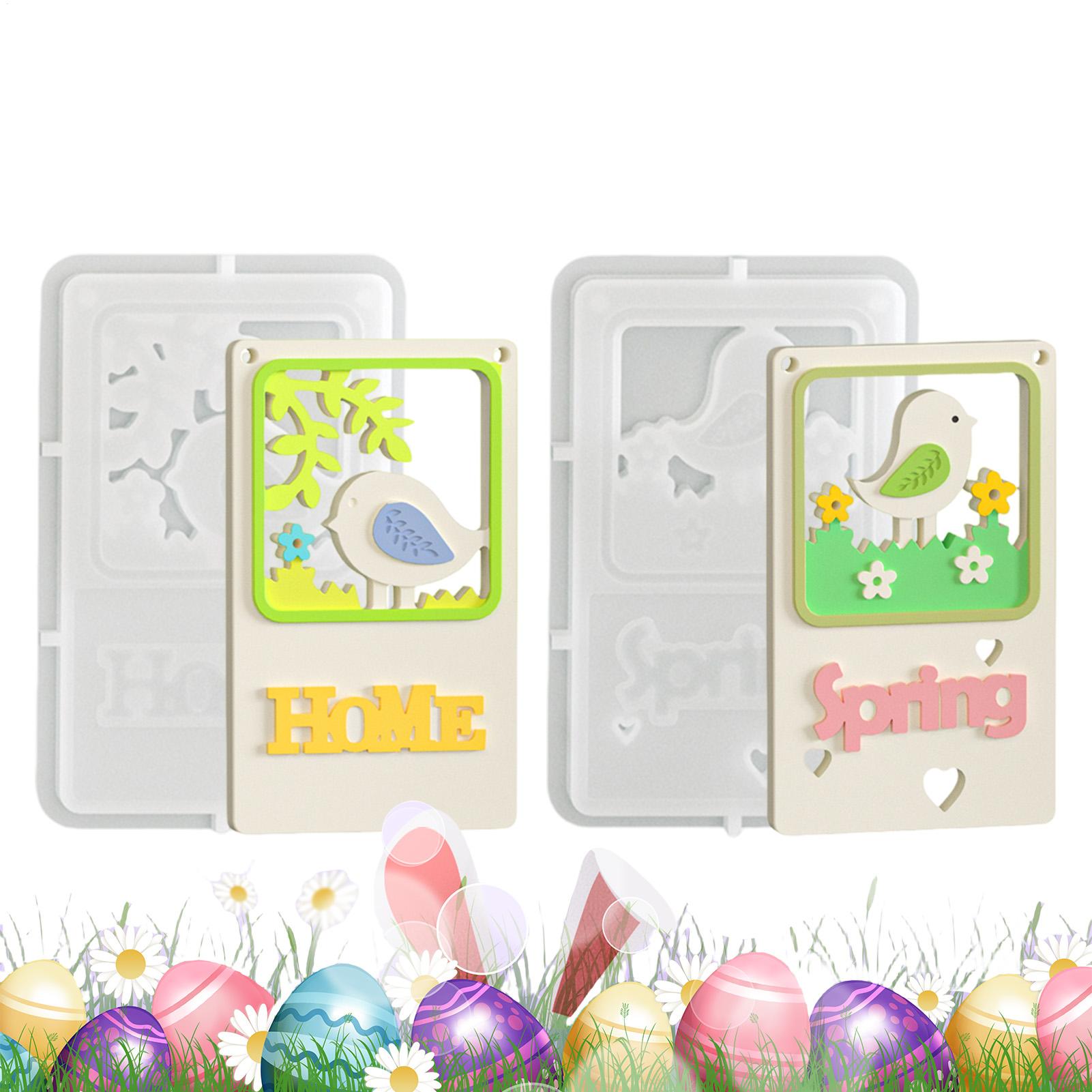 

2pcs Easter Silicone Making Molds Easter Birds Flowers House Ornaments Reusable Spring Molds Easter Birthday Party Home Decor China Mainland