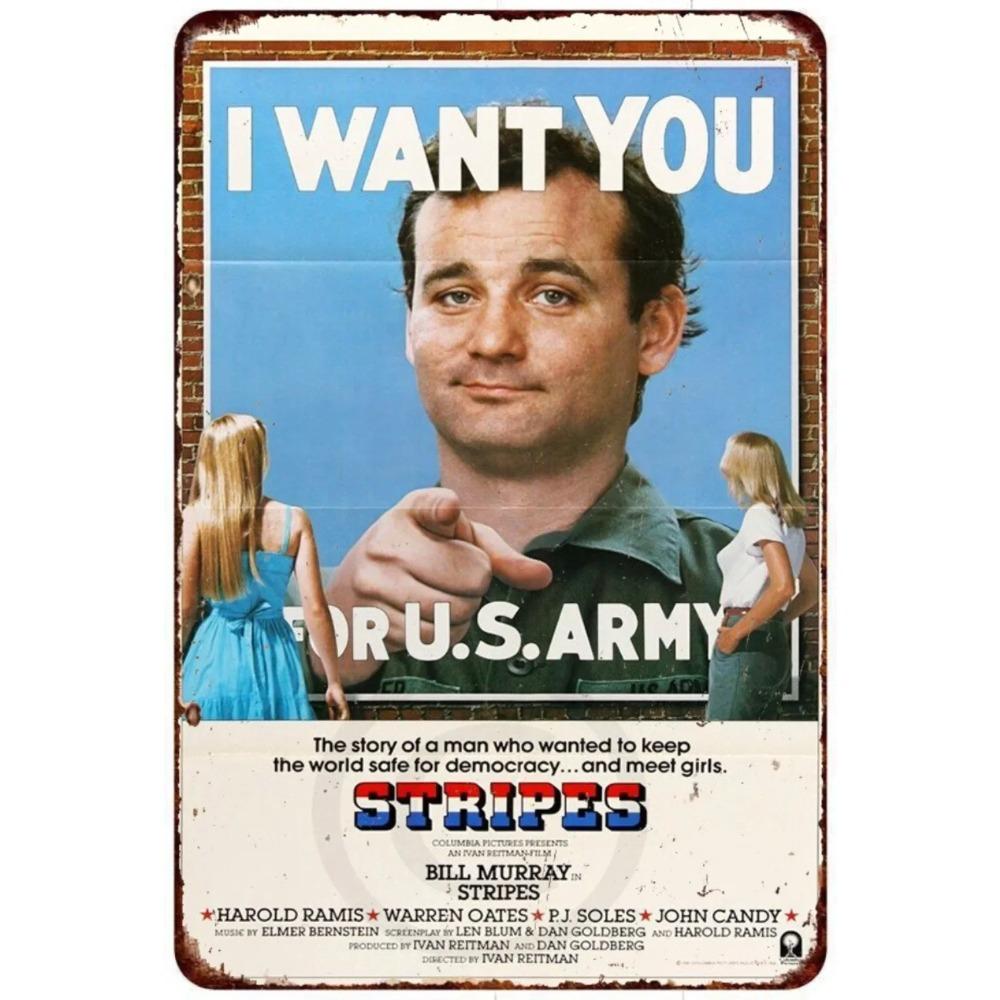 Bill Murray Stripes Vintage Aluminum Sign  Retro Wall Art Decor for Home 20x30cm