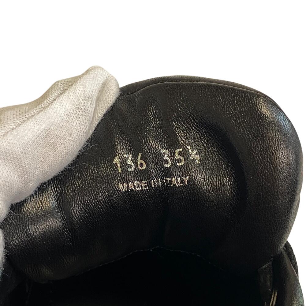 Prada 1E136N Triangle Logo, Triangle, Lace-up, Platform Sole Leather Downtown Sneakers Black Leather Women Used