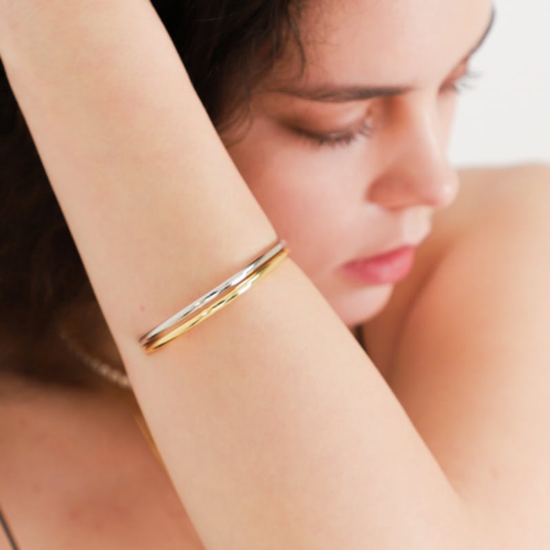 Dfarbe Silver/gold Natural Moissanite Thila Cuff Bangle