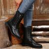 Plus-size Shoes Flat Casual Round-toed Fashionable Boots Belt-buckle Mid-calf Boots