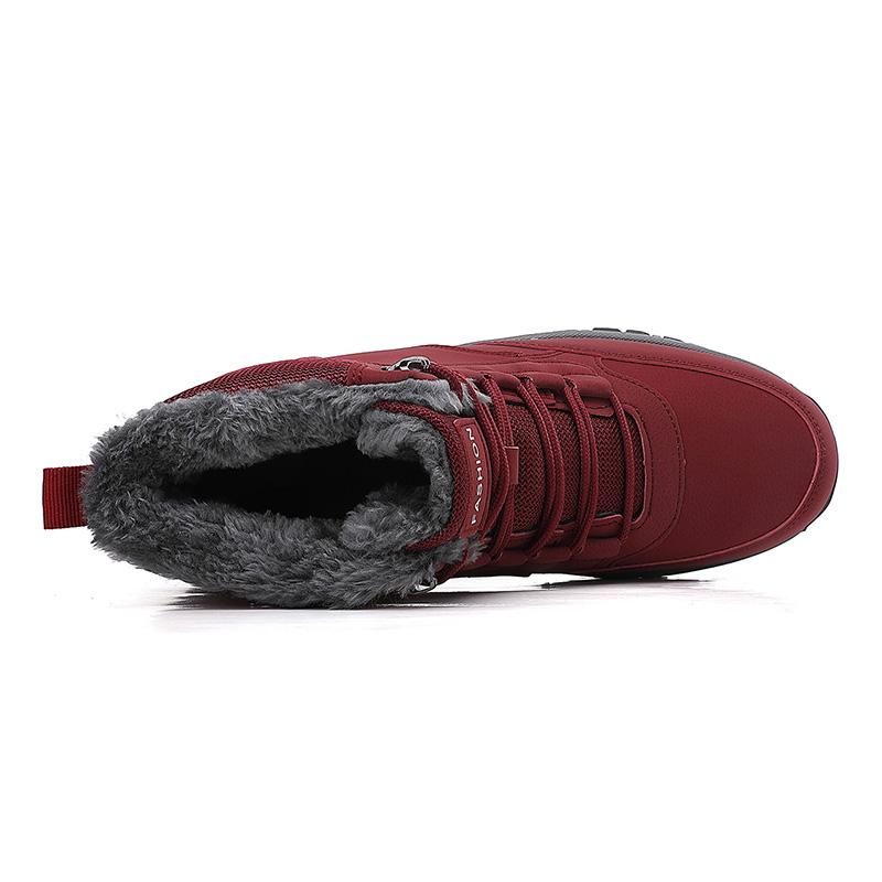 High-top Winter Cotton Shoes Men Women Plush Snow Boots PU Leather Ankle Boots Non-slip Outdoor Hiking Sneakers Casual Shoes