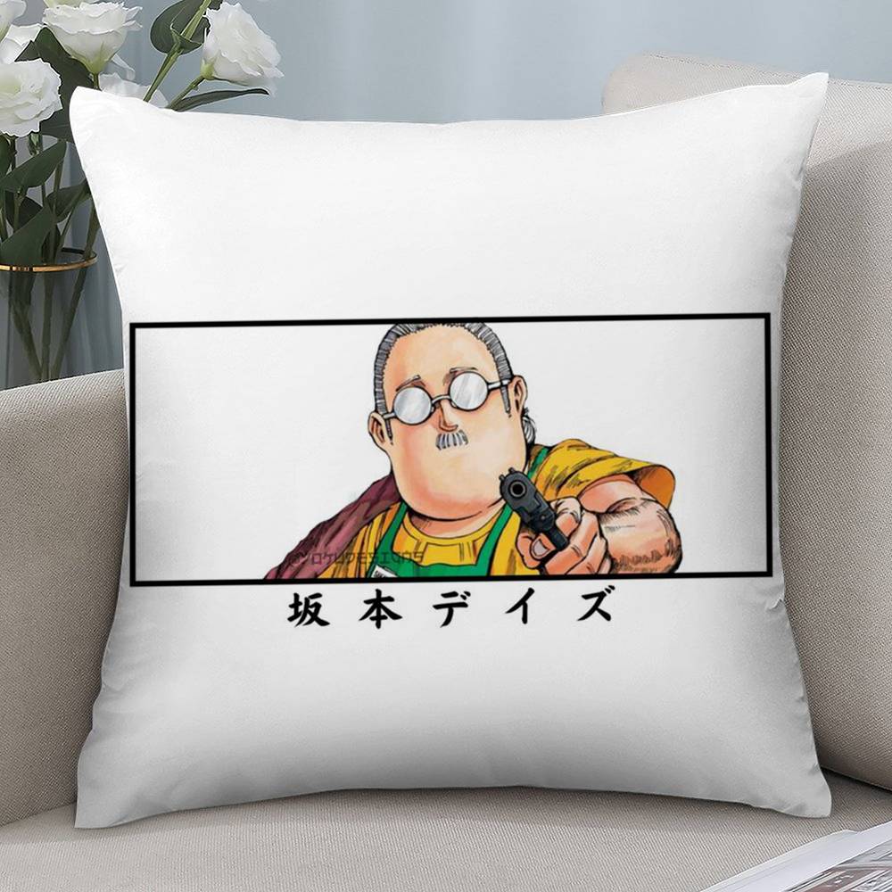 Anime S-Sakamoto Days Pillow Case Short Plush Double-sided Print Square Throw Pillow Covers Sofa Home Cushion Decor