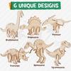 1 Set Wooden Dinosaur Puzzle Toy Kit with 5 Coloring Pens 30 Pigments 6 Wood Dino Jigsaws Assembly Game Educational Toy Boys Girls Gift