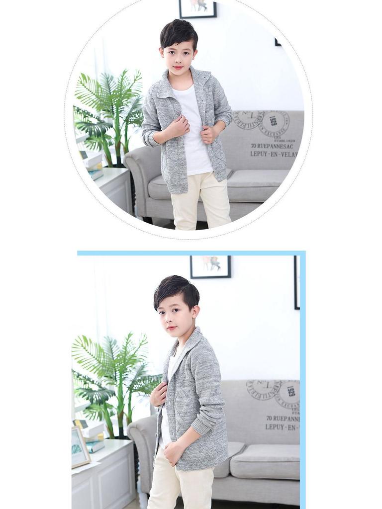 Children's High Neck Wool Cardigan - Warm Knitted Sweater for Autumn/Winter, Sizes 2-11 Years