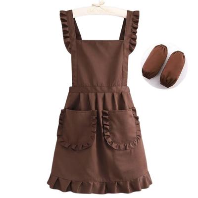 Fun Makeup Women's Stylish Salon Apron with Arm Covers, SP220 (Brown)
