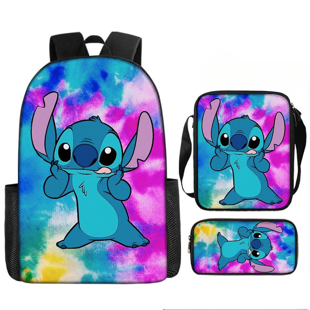 Disney Stitch School Backpack Oxford Cloth Lightweight Breathable Bookbag For Kids