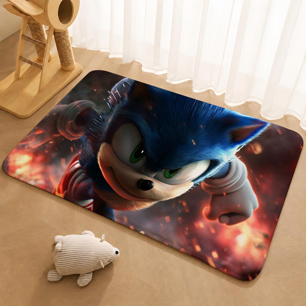 Classic Anime S-Sonic Characters Floor Mat Floor Mat Soft Flannel Non-Slip Door  Rug for Living Room