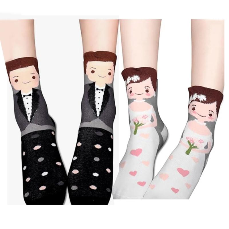 Hochzeits-Crew-Socken Geschenk Cartoon Brautpaar-Muster Baumwollsocken Verheiratete Dekoration Verlobung Flitterwochen Unverzichtbares Geschenk