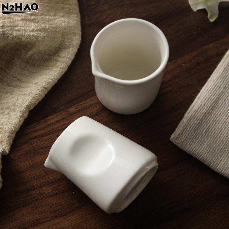 S,L  Needle Nosed Cups White Ceramic Milk Jar Coffee Milks Cup Milk Jug Saucepan Sauce Cup Coffeeware Milks Pot Seasoning Pots