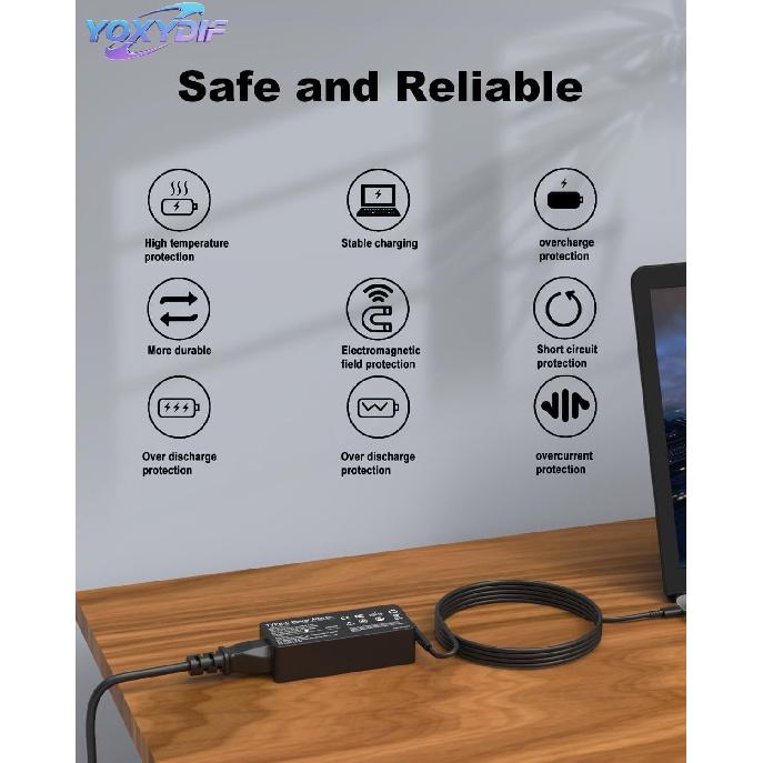 65W Watt USB Type C Laptop Charger Compatible with Lenovo ThinkPad Yoga - T14 T15 T16 E14 E15 E16 X1 Gen 5 4 3 2 1 Carbon X13,45W Chromebook USB-C