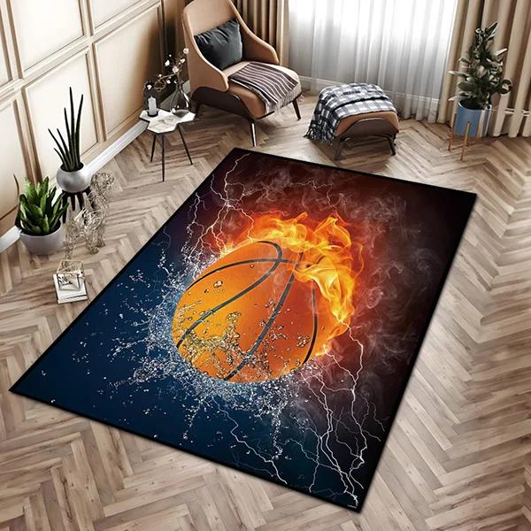Creative Sports Area Rug Healthy ExerciseTeen Fantastic Basketball Enthusiast Carpet for Home Decor Kid Room ,Etc.