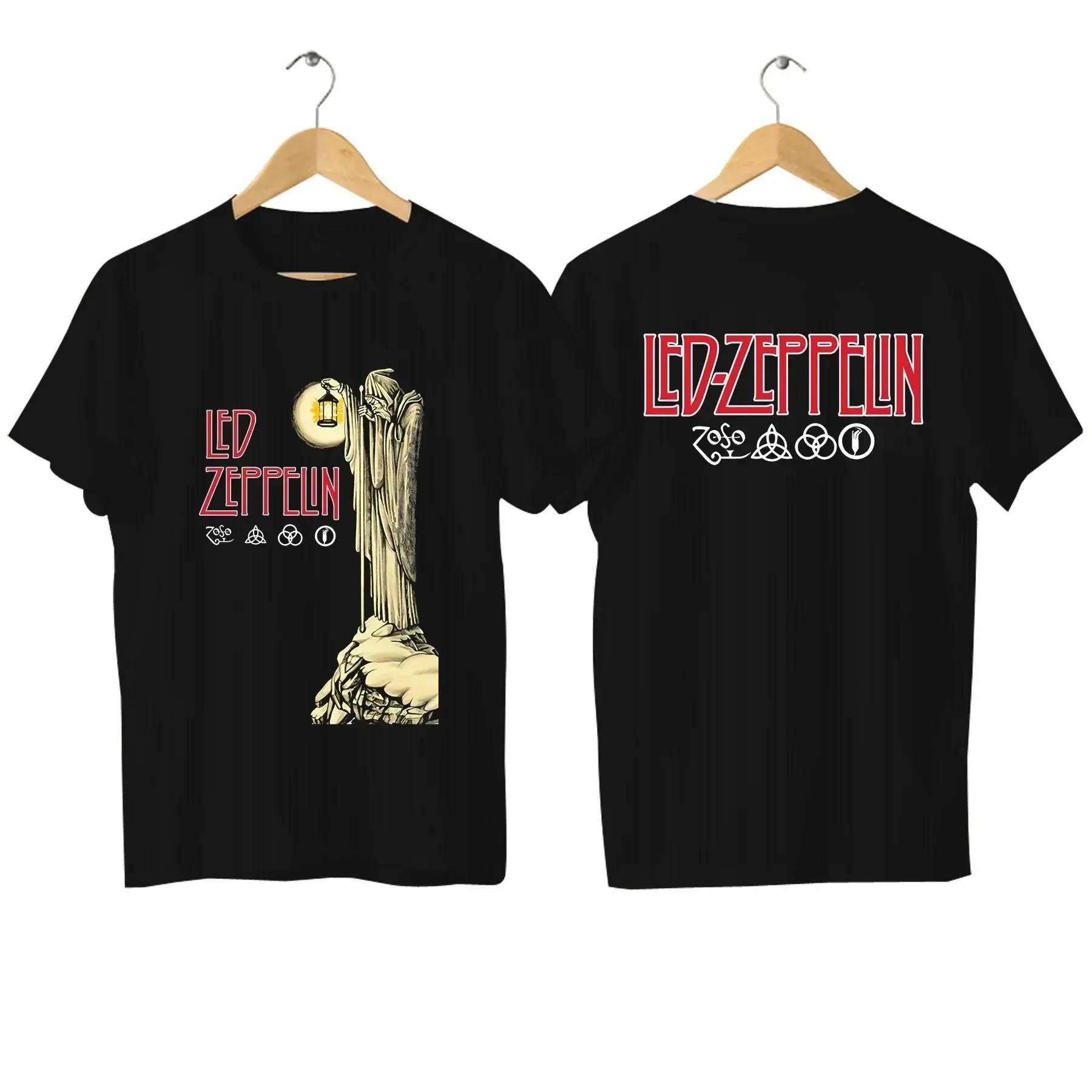 Graphic Oversized T-Shirt Sports Tops Led Comfortable Streetwear Men US 1975 Tour Flag Casual Zeppelin T-shirt Funny Autumn 4XL
