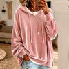 Damen Samt Hoodie Kordelzug Langarm Sweatshirt Einfarbig Locker Pullover Oberteile Elegant Lässig Herbst Winter Büro Täglich Bluse