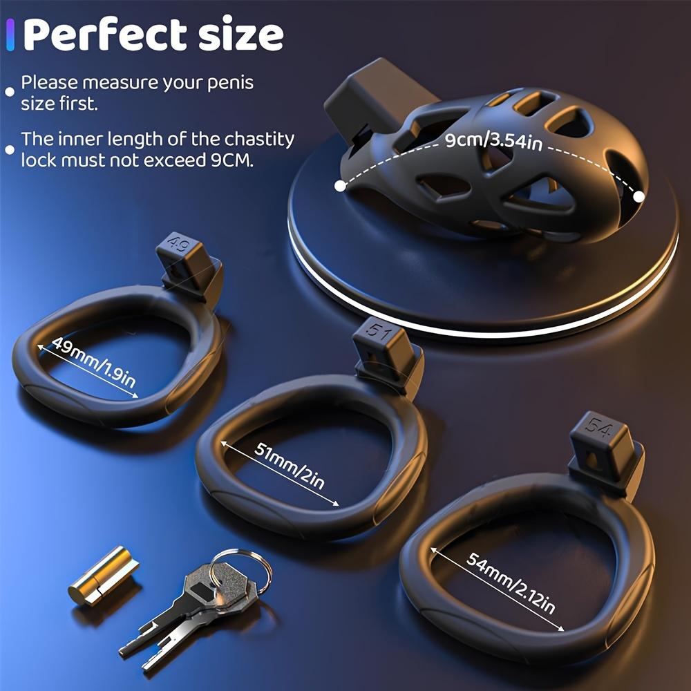 Male Chastity Cage, Large Chastity Device with 3 Sizes Rings and Invisible Lock for Man Penis Exercise Bondage Gear & Accessorie