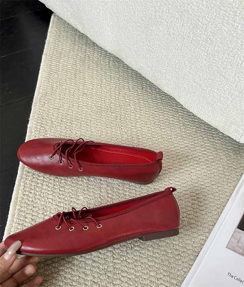 French cross-strap ballet shoes women's 2025 new satin square head Mary Jane height-increasing summer shoes