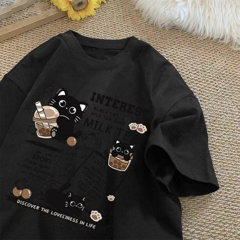 American Style Chic Fun Cartoon Print T-Shirt - Men's & Women's Summer Loose Casual Tee