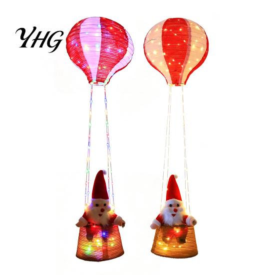Indoor Festive Lighting Christmas Santa Claus Hot Air Balloon Lantern, Lighted Outdoor Decoration with Foldable Holiday Decorations LED String Lights,