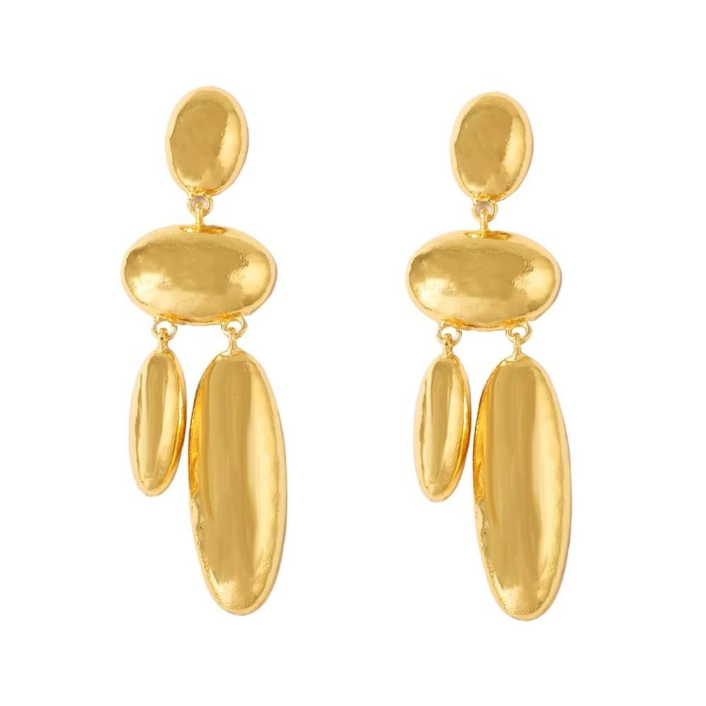 Metal Women Earrings Exaggerated Dangle Earrings Light Luxury Oval Pendant Eardrop Jewelry Gifts