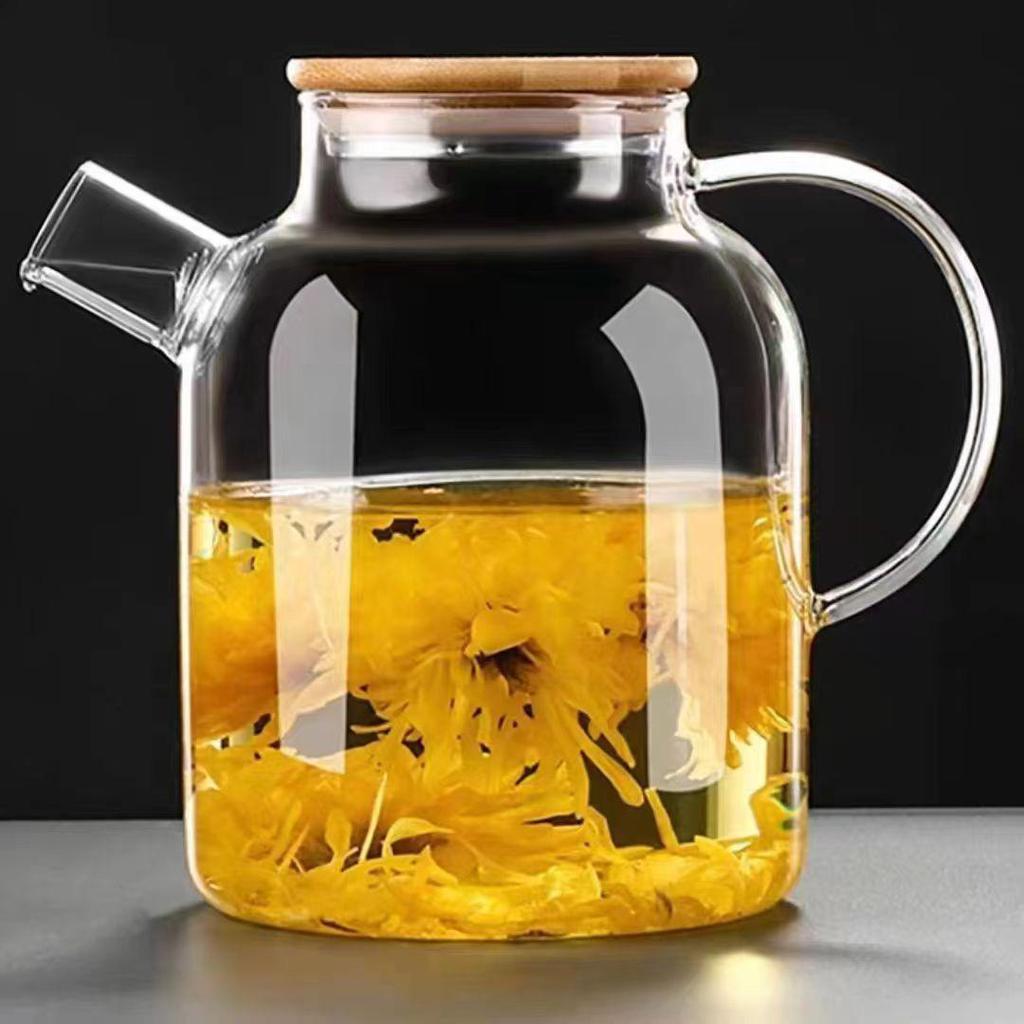 Thickened Floral Teapot: Large Capacity High Borosilicate Glass Kettle, Electric & Ceramic Stove Compatible, Multifunctional.