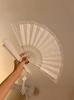 Women's Portable Folding Fan, French-Style Vintage Lace with Tassels, Small Summer Portable Fan for Dance, Hanfu, Chinese Style Folding Fan