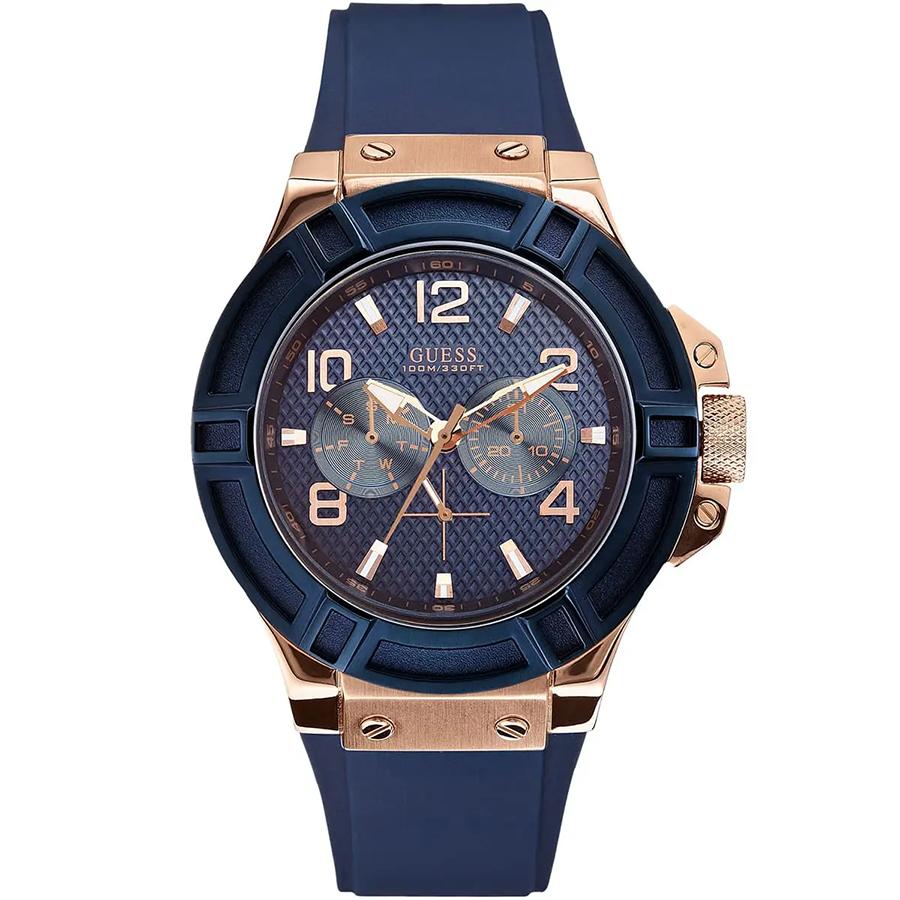 

Guess Men s Quartz Watch with Blue Silicone Strap - W0247G3 синий