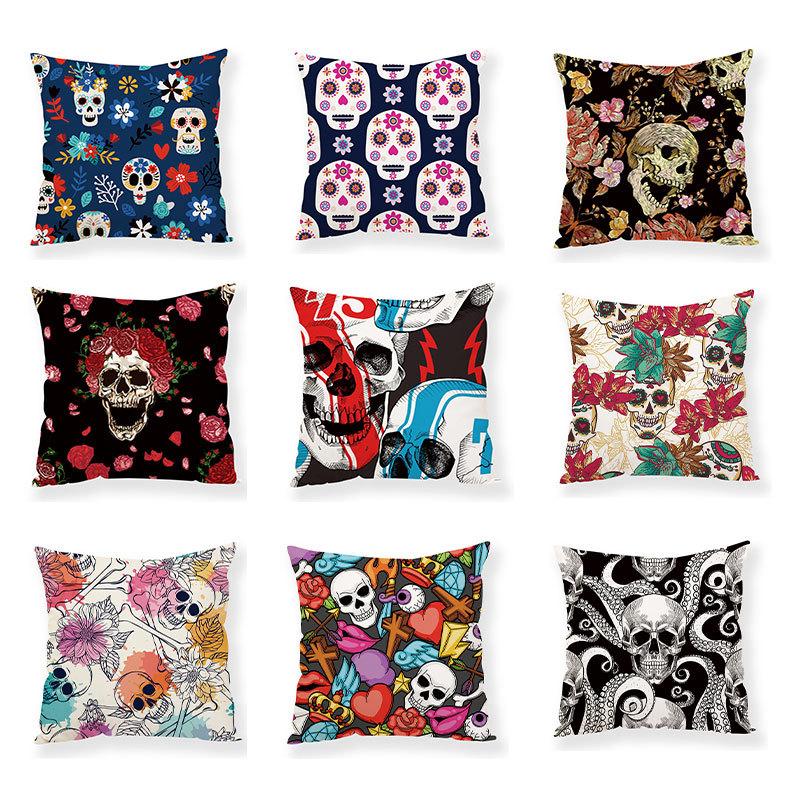 

Skeleton Flowers Cyberpunk Pillowcase Abstract Creative European and American Style Digital Printed Backrest Set 45 * 45 pillow cover