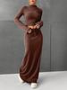 Women's Slimming Lace-up Long Dress Set - Solid Color for Autumn/Spring