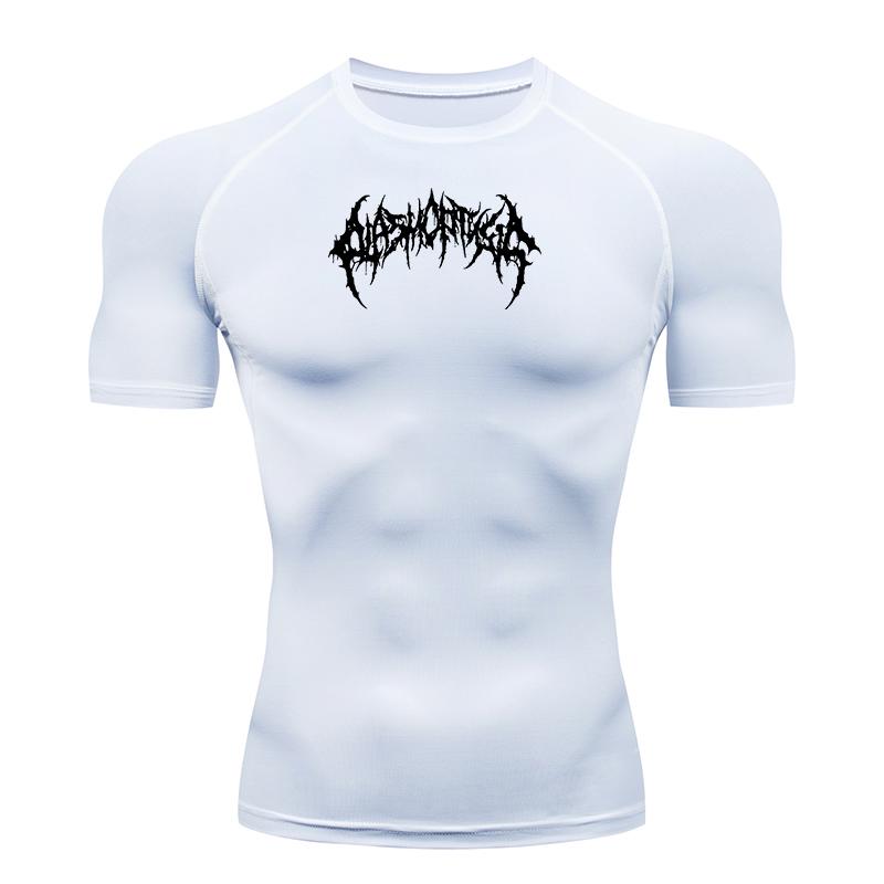 Men Running Compression T-shirt Sport Tees Gym Fitness Sweatshirt Male Quick Drying Gym Jogging Athletic Shirt Breathable Slim Fit Top S Fit ( 45-50 Kg ) белый