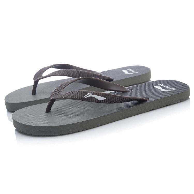 Li Ning Trendy Flip Flop Beach Sandals Men Footwear Black Gray ALSR007-1