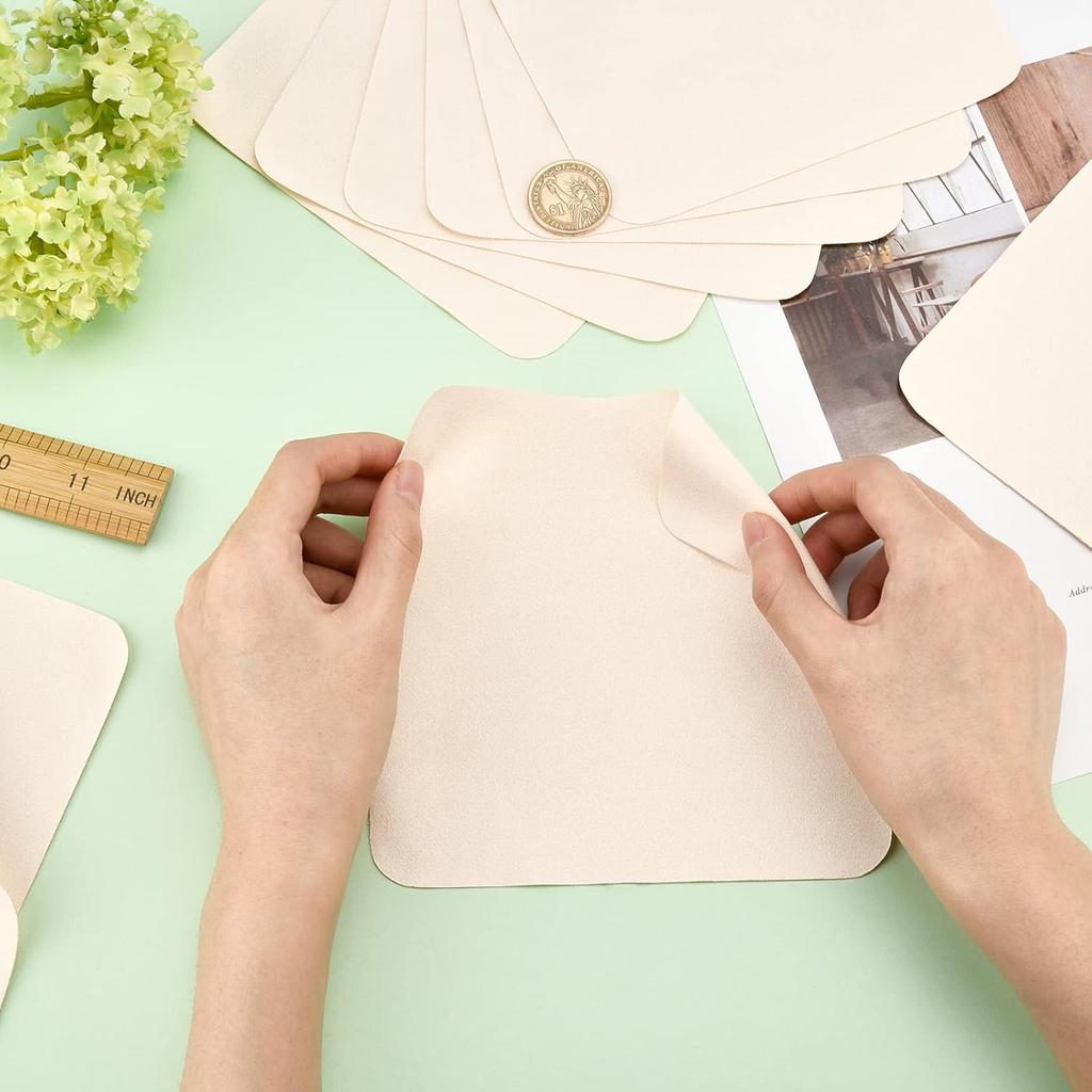 GORGECRAFT 20Pcs 5.9 Inch Chamois Pottery Tools Chamois Cloth Shammy Towel Suede Fiber Glasses Cleaning Cloth Absorbent Fast Drying Natural Chamois