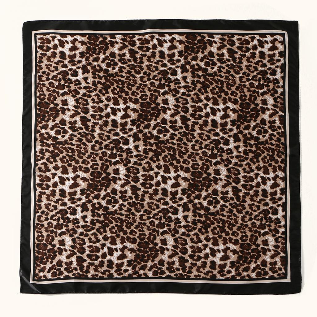 90cm Leopard Print Square Scarf Satin Silk Headband Muslim Woman Hijab Lady Fashion Hairwrap Rock Style Headscarf Islam Turban